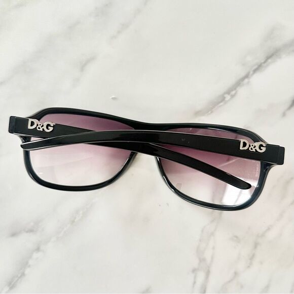 SOLD:Dolce and Gabbana D&G RetroY2K Slim Aviator GradientSunglasses Black Silver - Picture 12 of 12